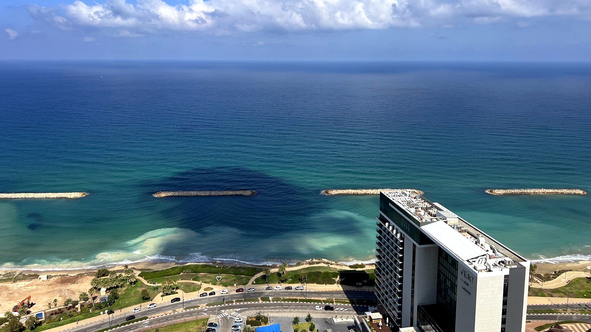 The cliff-top promenade and beachfront homes of South Beach, Netanya